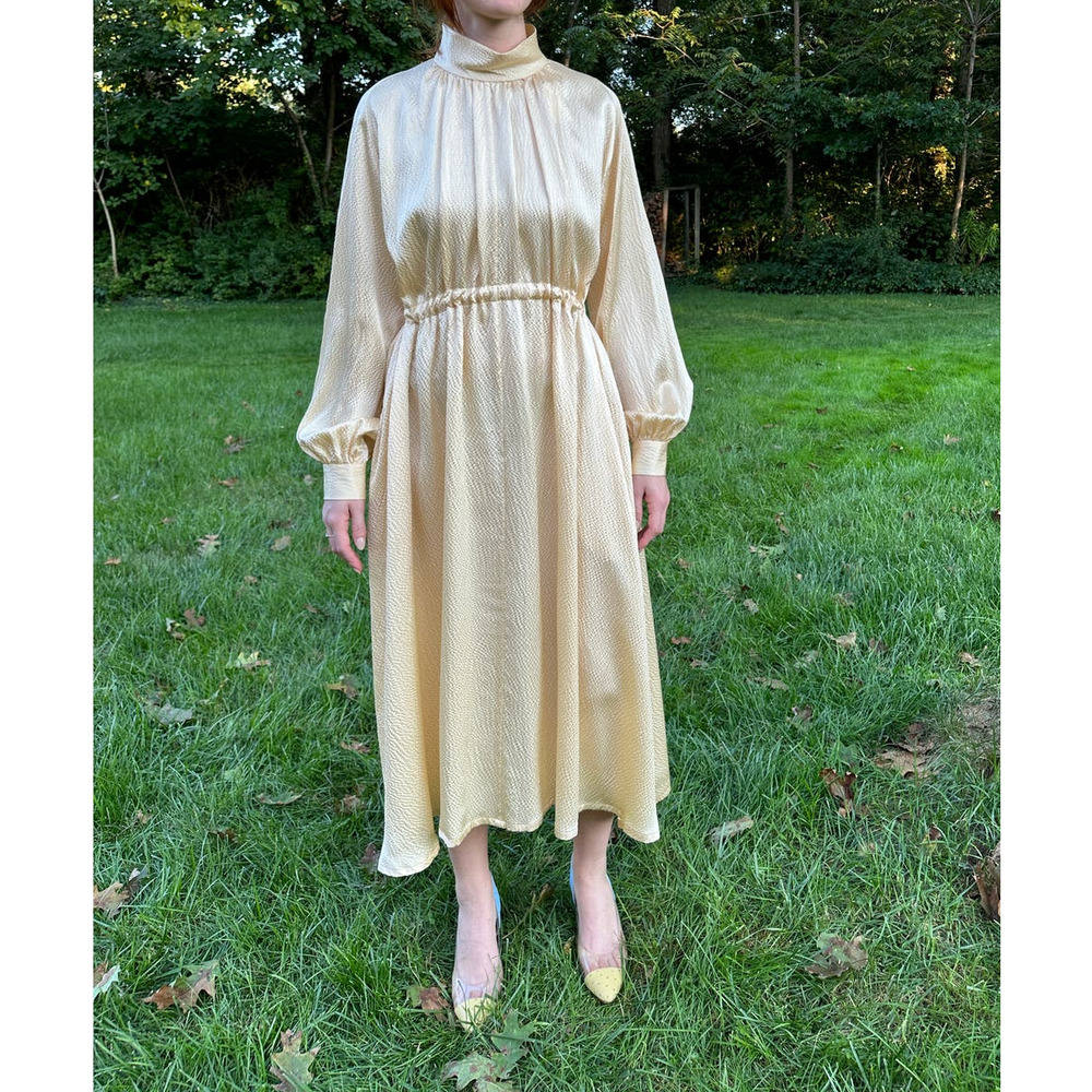 Rachel Comey Hammered Silk Hanley Maxi Dress Cream Adjustable Waist Size 0 BN - Picture 8 of 16